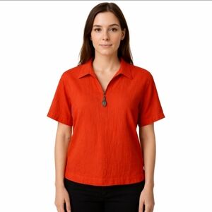 CST Red Blouse With Ceramic Zipper Pulls Plus Size 1X.